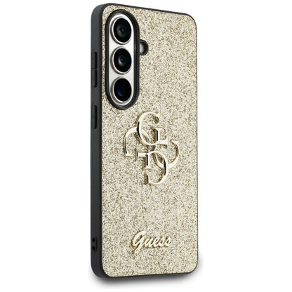 Étui pour Samsung Galaxy S26 S942, Guess, Fixed Glitter Big 4G Metal Frame, Doré