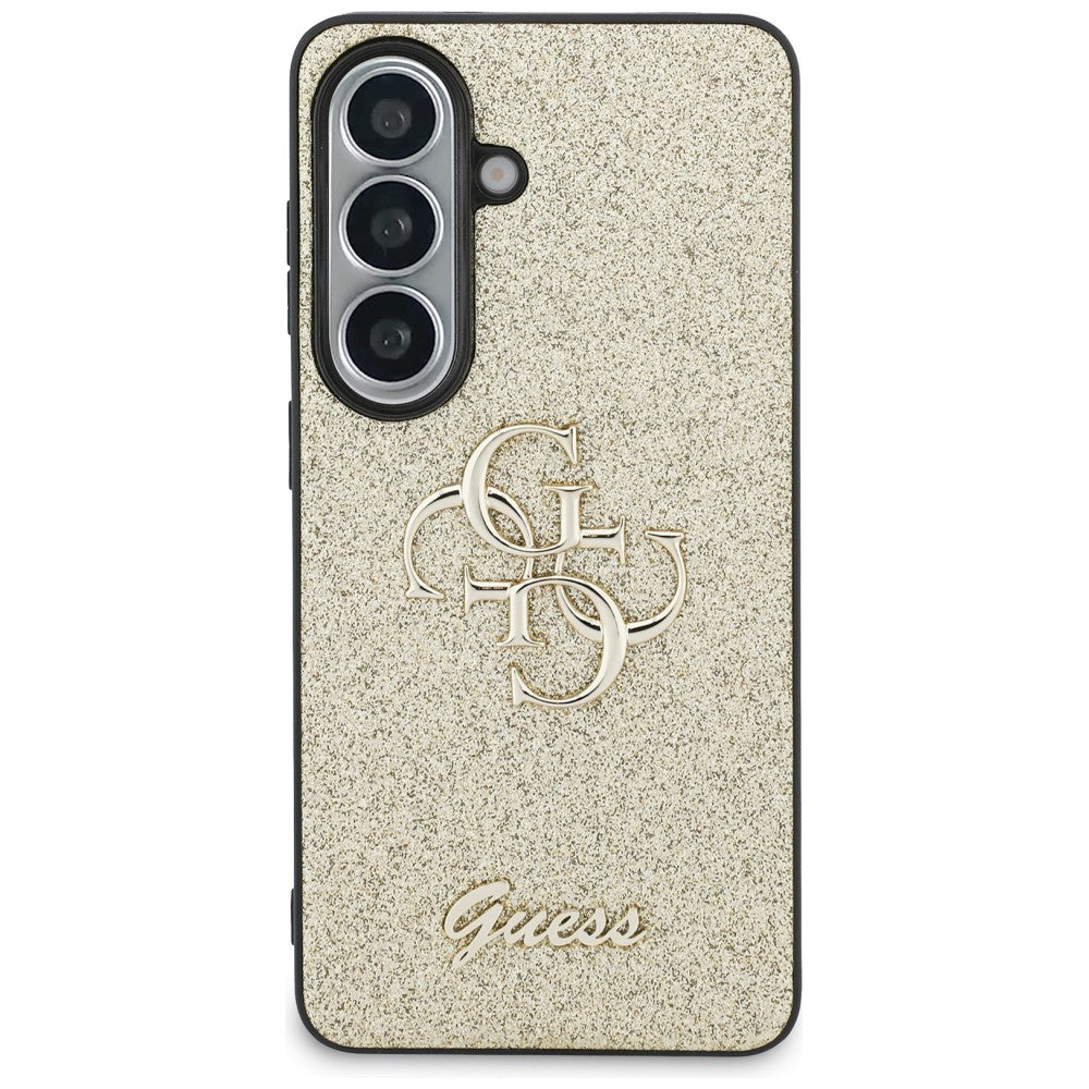 Étui pour Samsung Galaxy S26 S942, Guess, Fixed Glitter Big 4G Metal Frame, Doré