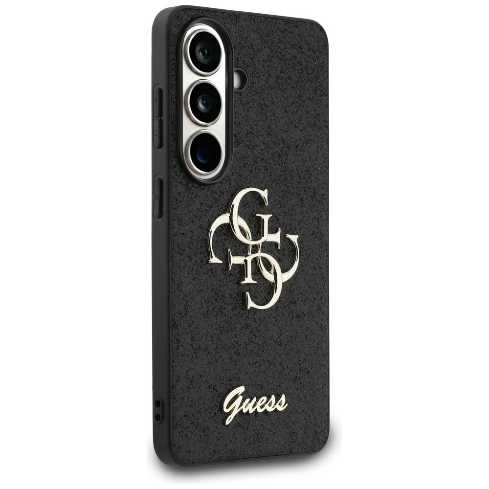 Étui pour Samsung Galaxy S26 S942, Guess, Fixed Glitter Big 4G Metal Frame, Noir