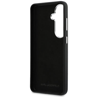 Étui pour Samsung Galaxy S26 Plus S947, Karl Lagerfeld, Saffiano Karl & Choupette's Head Pin, Noir