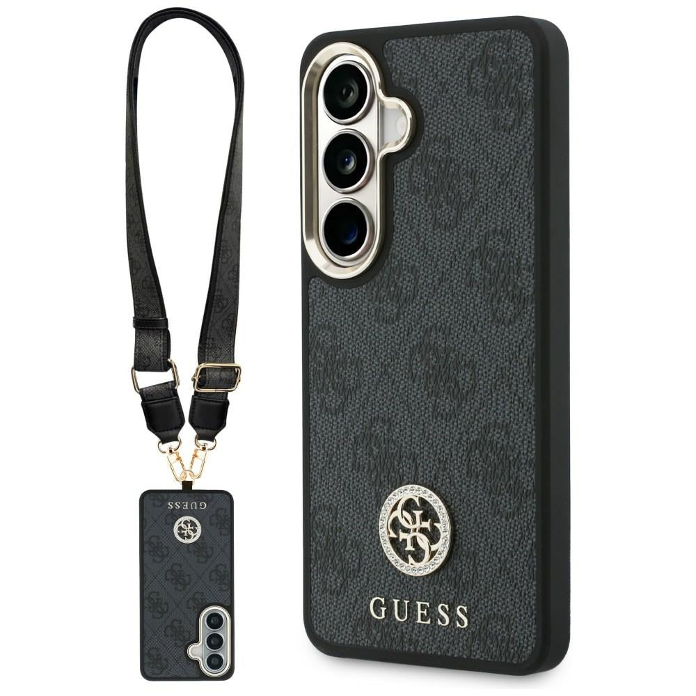 Étui pour Samsung Galaxy S26 S942, GUESS, 4G Big Rhinestone Triangle Strap, Noir