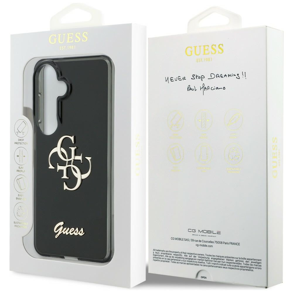Étui pour Samsung Galaxy S26 S942, Guess, IML Big Metal 4G Script, Noir