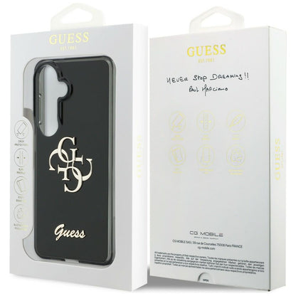 Étui pour Samsung Galaxy S26 S942, Guess, IML Big Metal 4G Script, Noir
