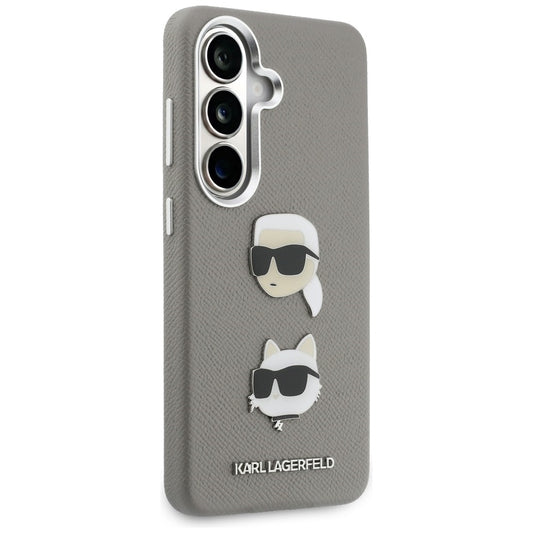 Case for Samsung Galaxy S26 S942, Karl Lagerfeld, Saffiano Karl & Choupette's Head Pin, Grey