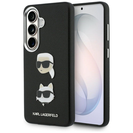 Étui pour Samsung Galaxy S26 S942, Karl Lagerfeld, Saffiano Karl & Choupette's Head Pin, Noir