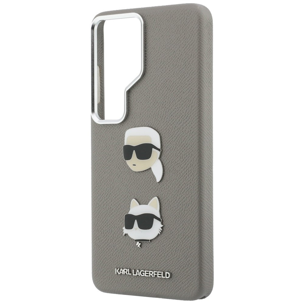 Étui pour Samsung Galaxy S26 Ultra S948, Karl Lagerfeld, Saffiano Karl & Choupette's Head Pin, Gris