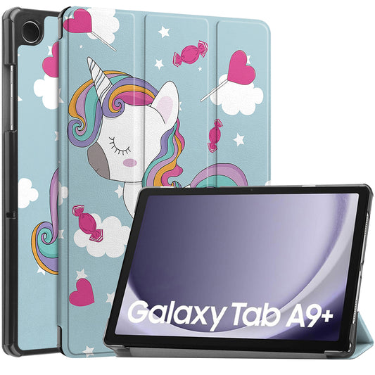 Coque pour Samsung Galaxy Tab A9+, Techsuit, FoldPro Unicorn, Multicolore