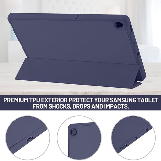 Housse pour Samsung Galaxy Tab S6 Lite (2024) / Tab S6 Lite (2022) / Tab S6 Lite (2020), Techsuit, Flex Trifold, Bleu marine