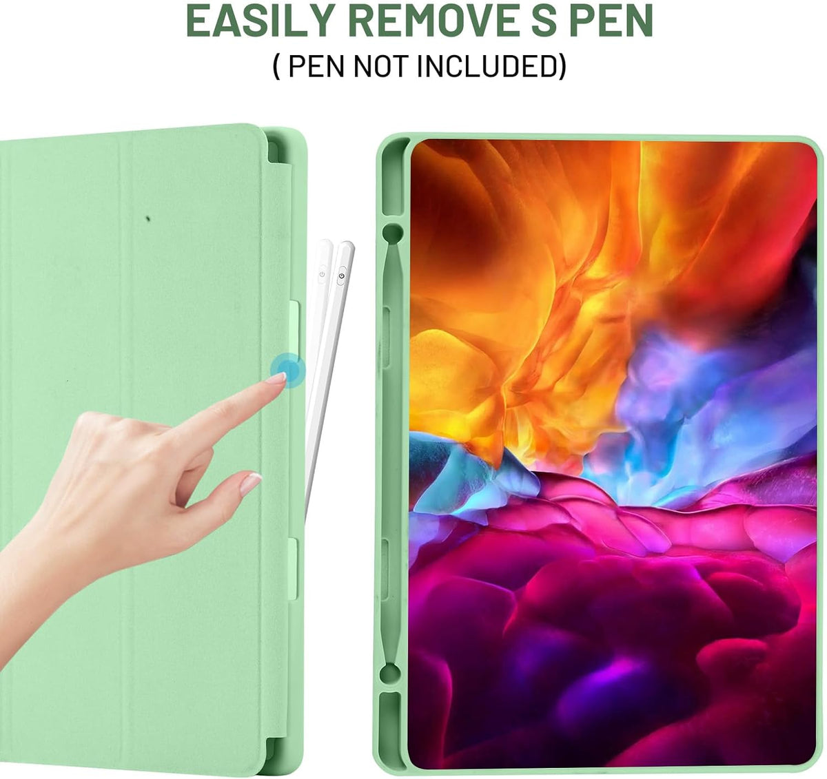 Housse pour Samsung Galaxy Tab S6 Lite (2024) / Tab S6 Lite (2022) / Tab S6 Lite (2020), Techsuit, Flex Trifold, Vert Matcha