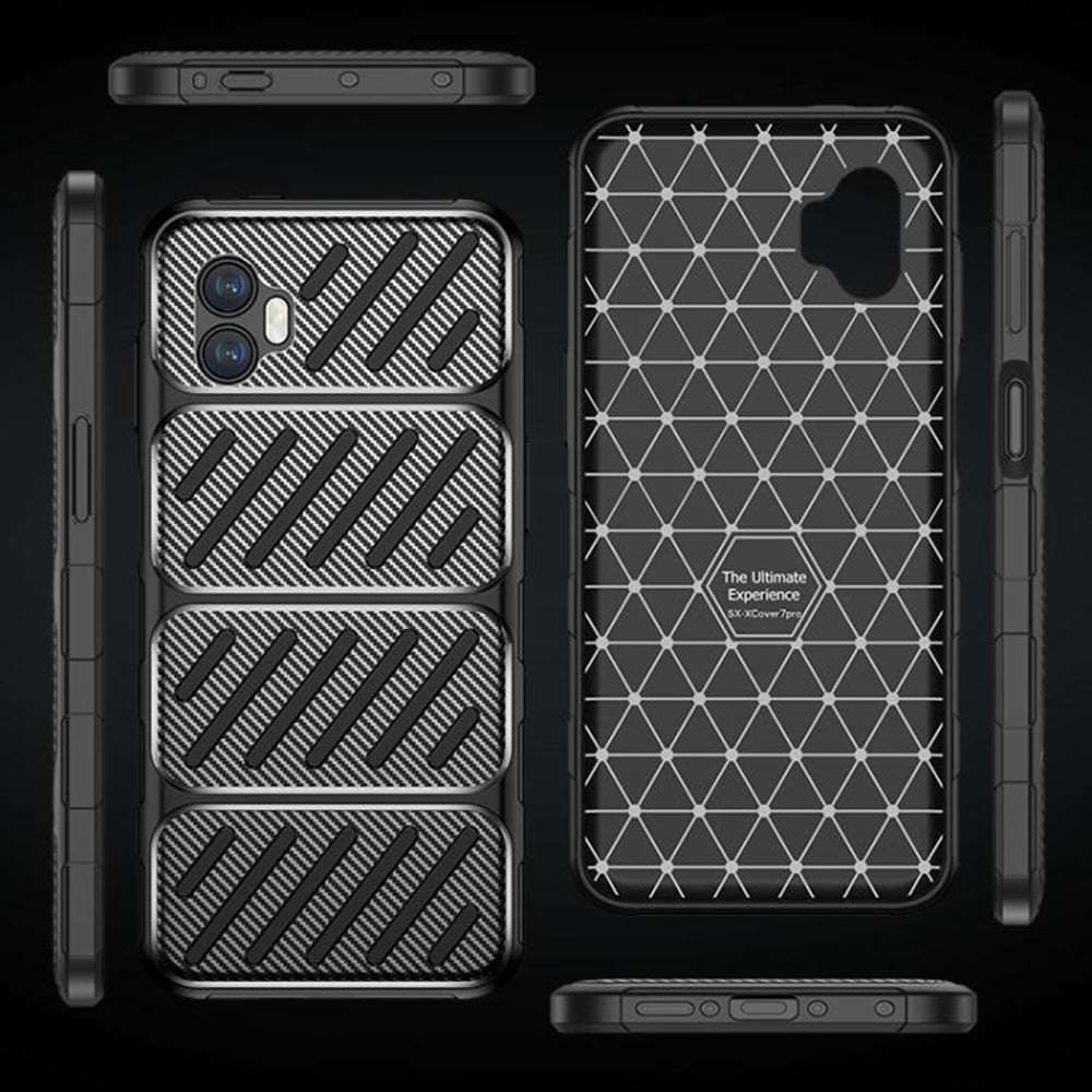 Coque pour Samsung Galaxy XCover7 Pro, Techsuit, Fibre de carbone, Noire