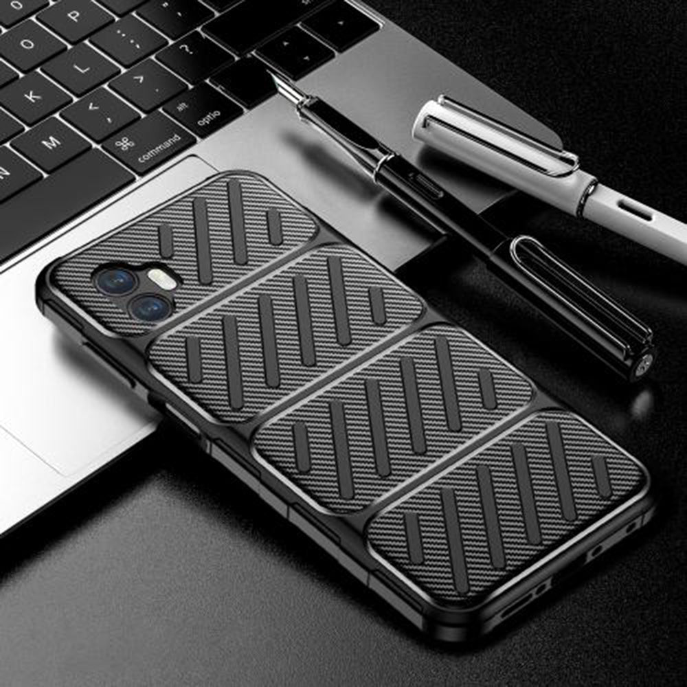 Coque pour Samsung Galaxy XCover7 Pro, Techsuit, Fibre de carbone, Noire