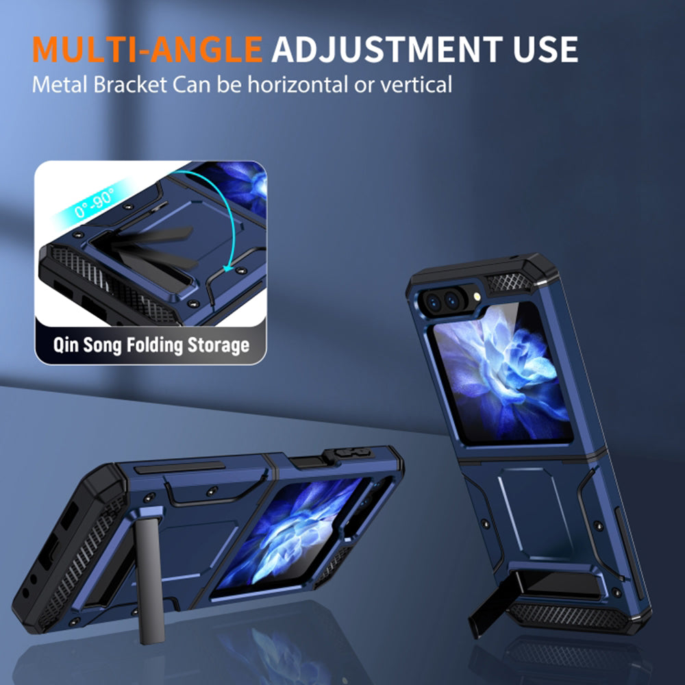 Étui pour Samsung Galaxy Z Flip5 F731, Techsuit, Hybrid Armor Kickstand, Bleu