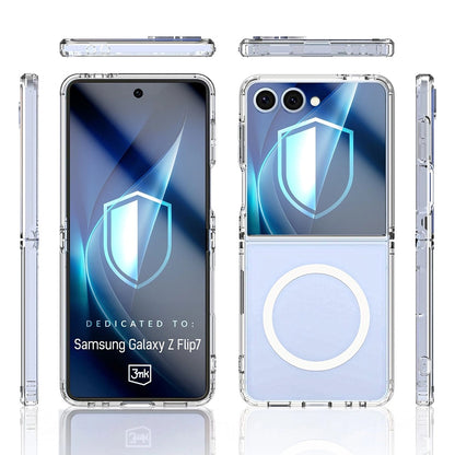 Coque MagSafe pour Samsung Galaxy Z Flip7 F766, 3MK, Armor MagCase, Transparente