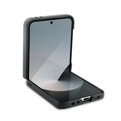 Étui pour Samsung Galaxy Z Flip7 FE F761 / Z Flip6 F741, Karl Lagerfeld, Saffiano Karl & Choupette Metal, Noir