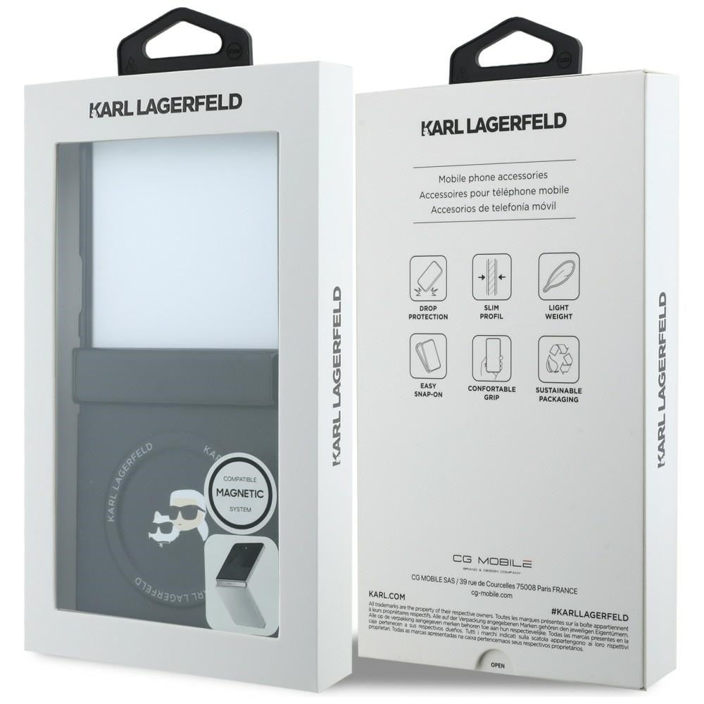 Coque pour Samsung Galaxy Z Flip8 F776, Karl Lagerfeld, Karl & Choupette Head Pin, Noire