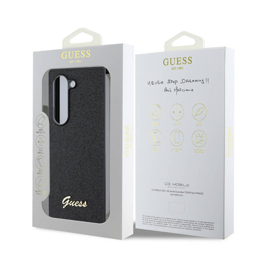 Étui pour Samsung Galaxy Z Fold6 F956, Guess, Glitter Script, Noir