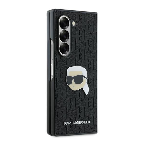 Étui pour Samsung Galaxy Z Fold6 F956, Karl Lagerfeld, Saffiano Monogram Karl's Head Metal, Noir