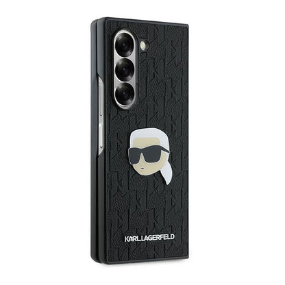 Étui pour Samsung Galaxy Z Fold6 F956, Karl Lagerfeld, Saffiano Monogram Karl's Head Metal, Noir