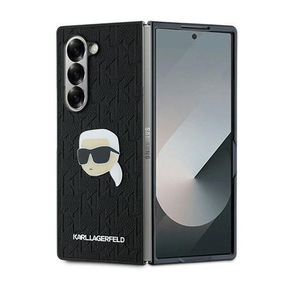 Étui pour Samsung Galaxy Z Fold6 F956, Karl Lagerfeld, Saffiano Monogram Karl's Head Metal, Noir