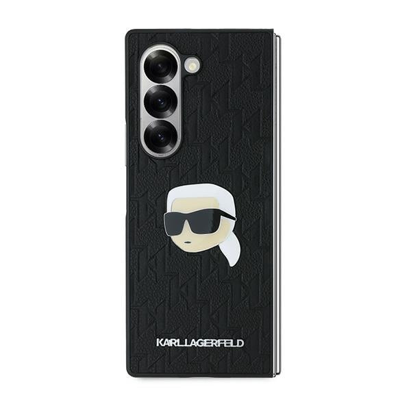 Étui pour Samsung Galaxy Z Fold6 F956, Karl Lagerfeld, Saffiano Monogram Karl's Head Metal, Noir
