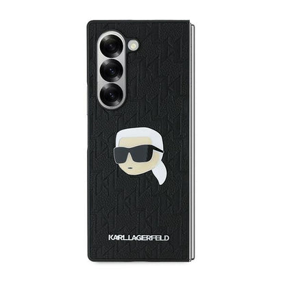 Étui pour Samsung Galaxy Z Fold6 F956, Karl Lagerfeld, Saffiano Monogram Karl's Head Metal, Noir