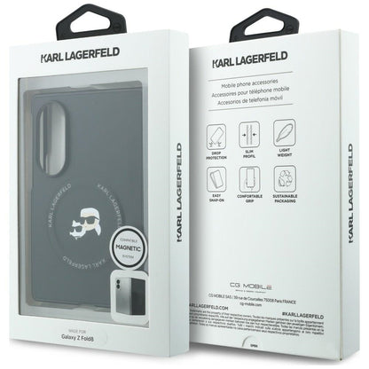 Coque pour Samsung Galaxy Z Fold8 F971, Karl Lagerfeld, Karl & Choupette Head Pin, Noire