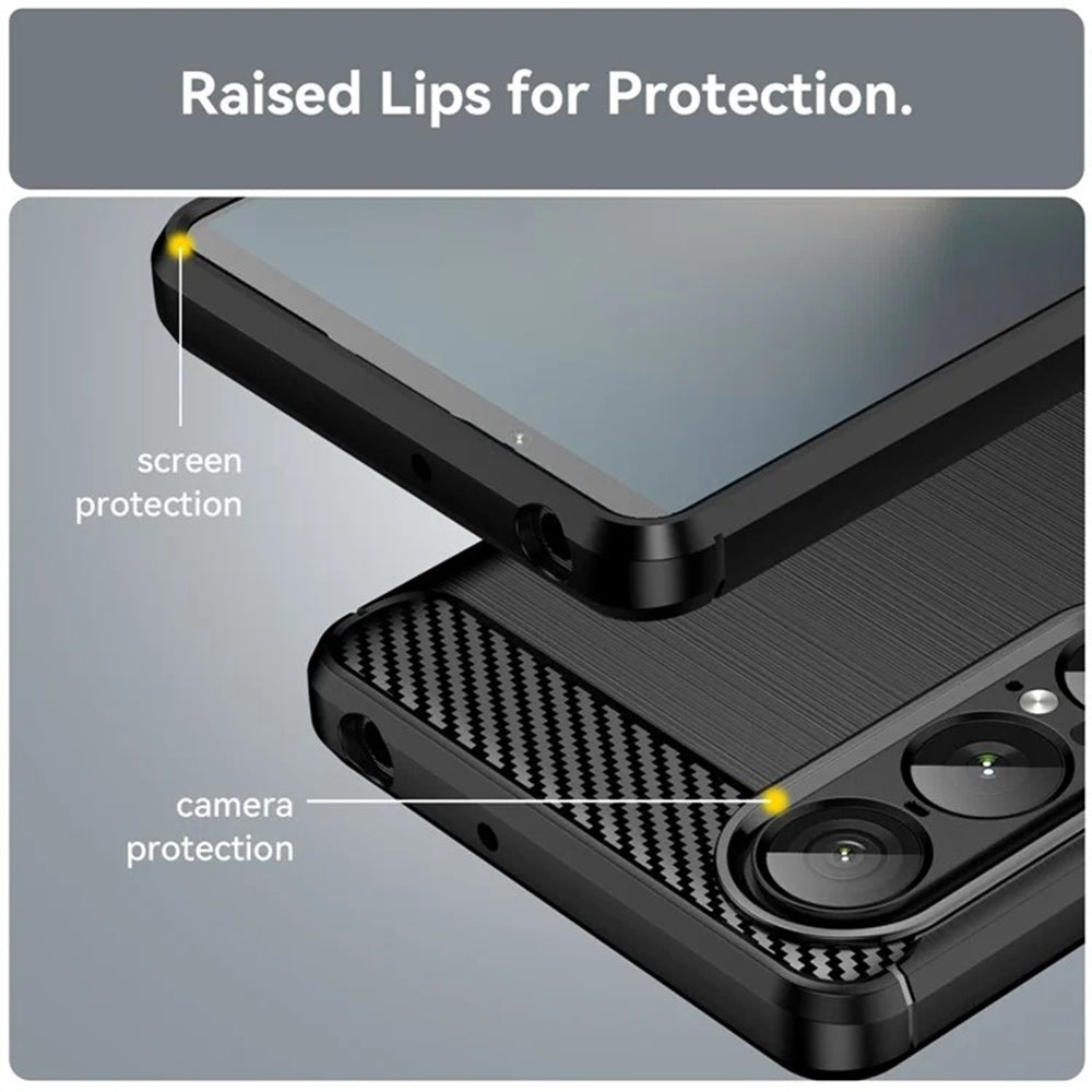 Coque pour Sony Xperia 1 VII, Techsuit, Carbone, Noire