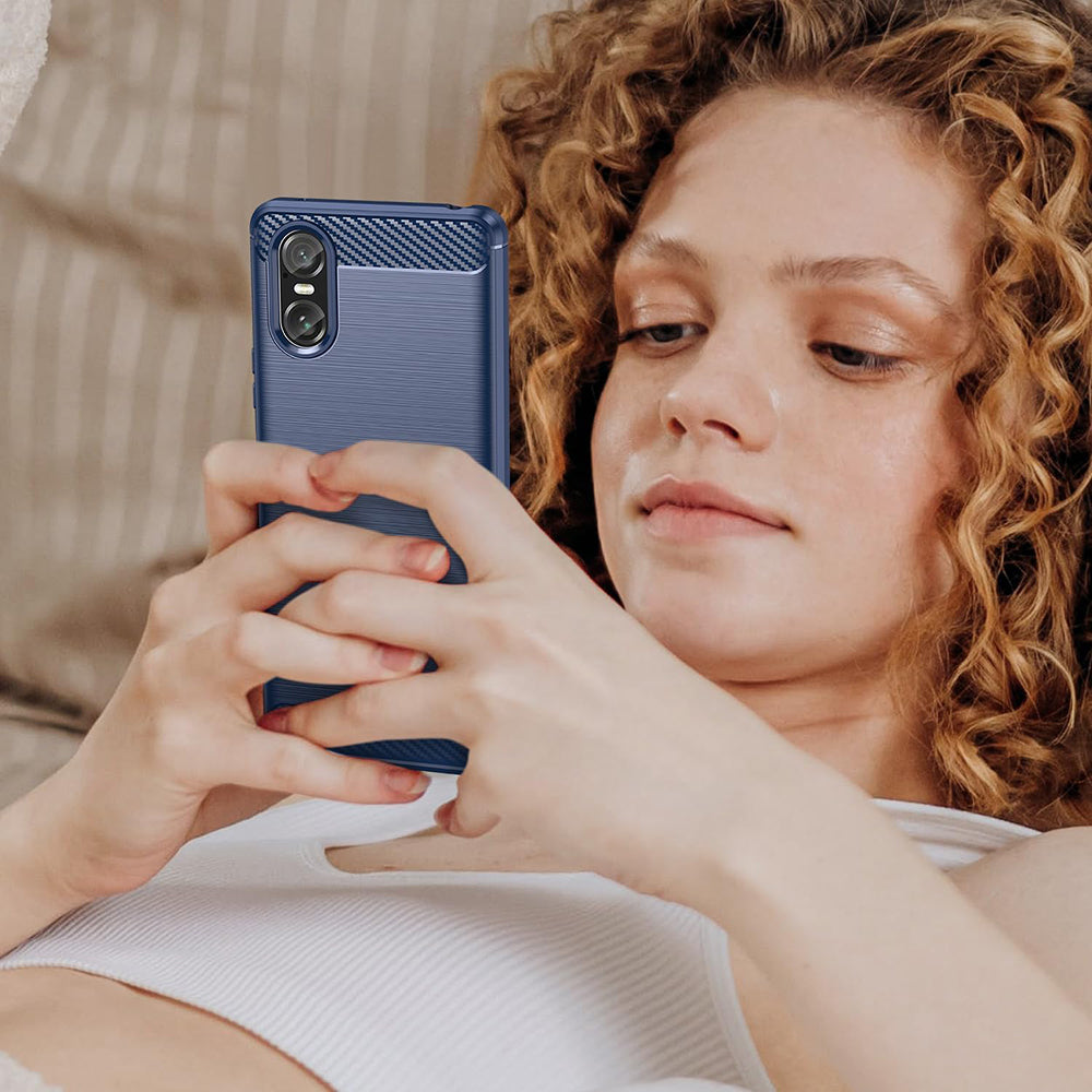 Coque pour Sony Xperia 10 VI, Techsuit, Carbone, Noire