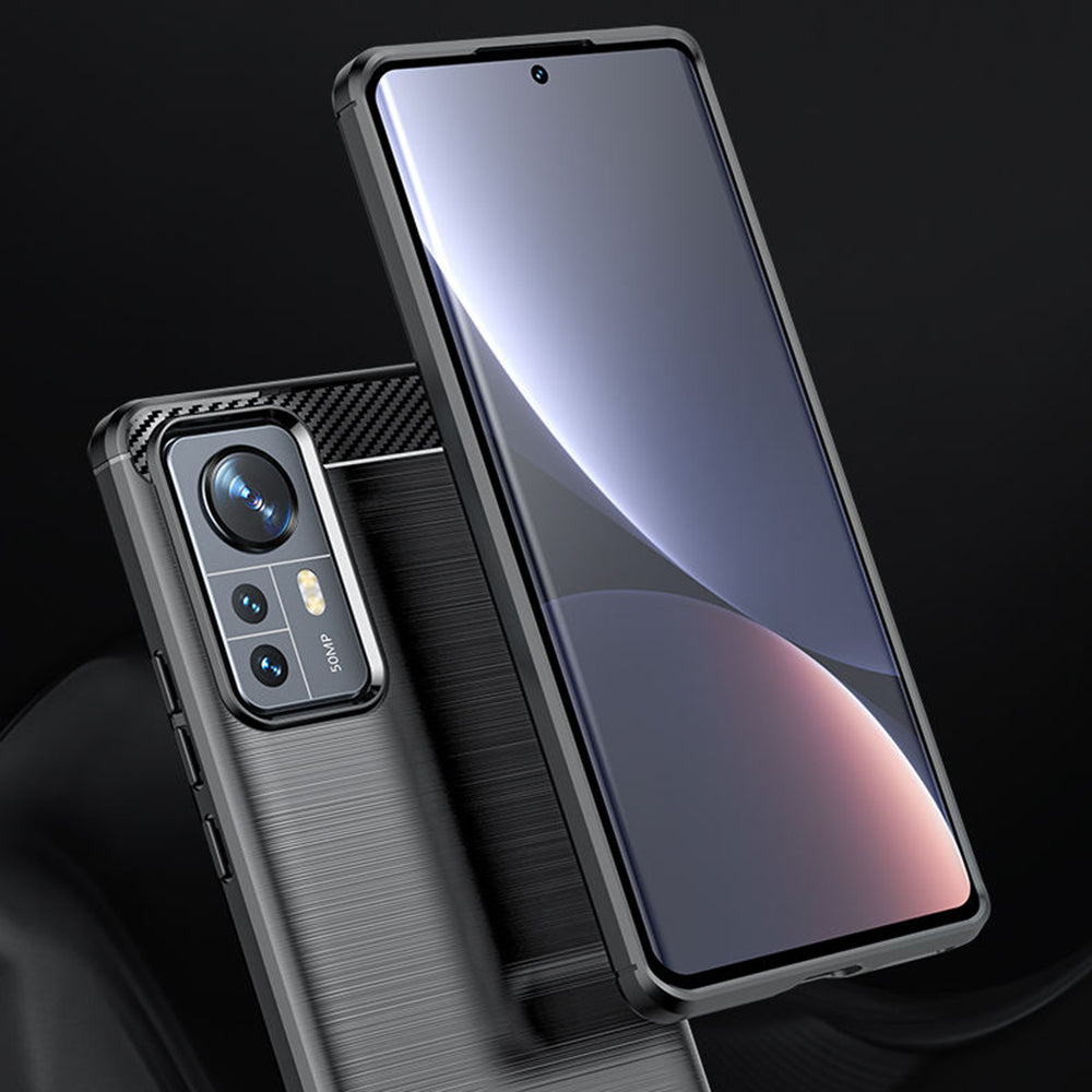 Coque pour Xiaomi 12X / 12, Techsuit, Carbone, Noire