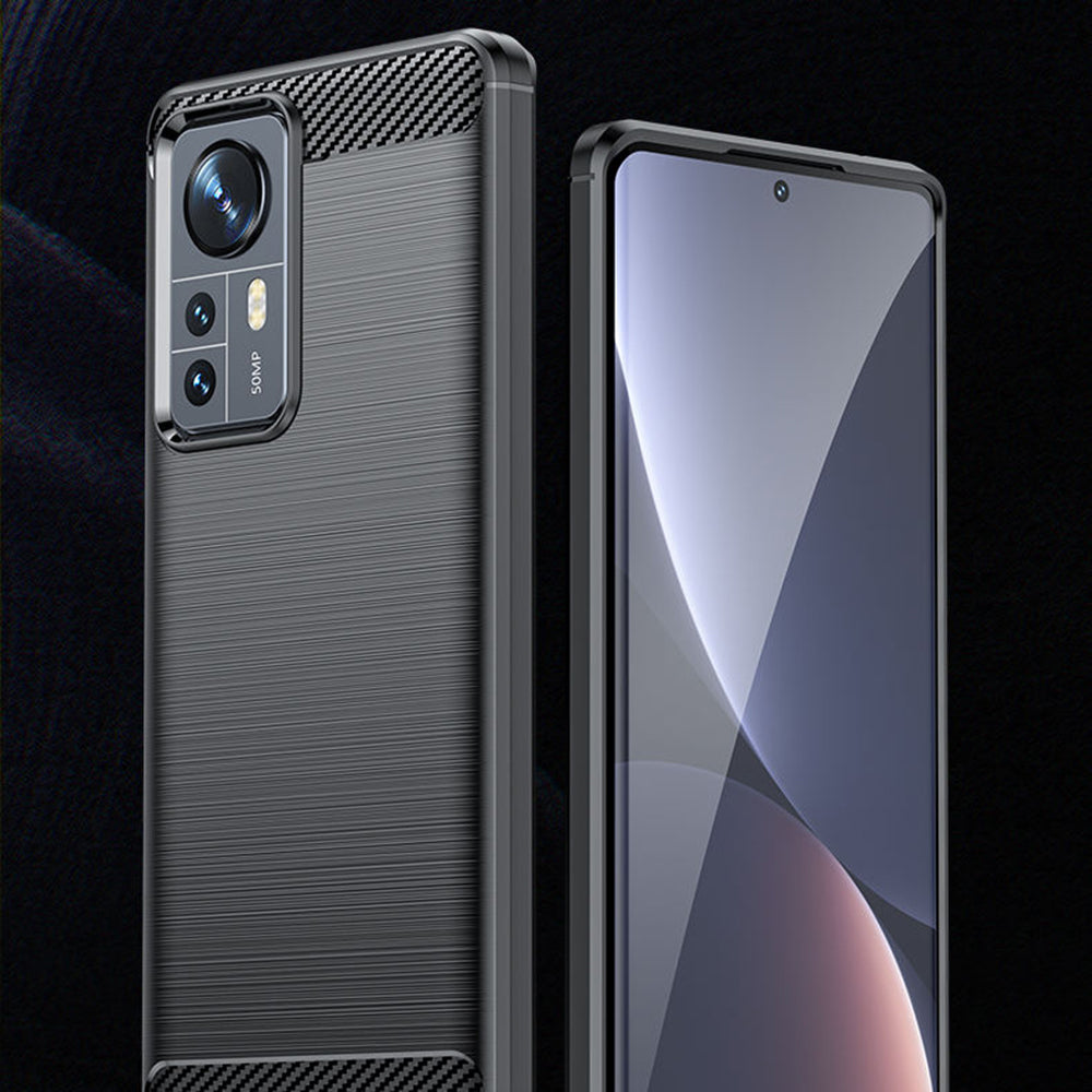 Coque pour Xiaomi 12X / 12, Techsuit, Carbone, Noire