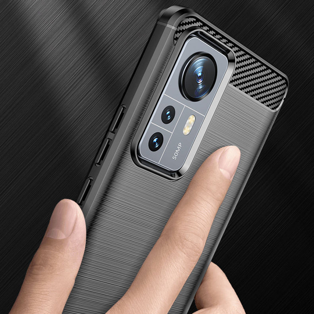 Coque pour Xiaomi 12X / 12, Techsuit, Carbone, Noire