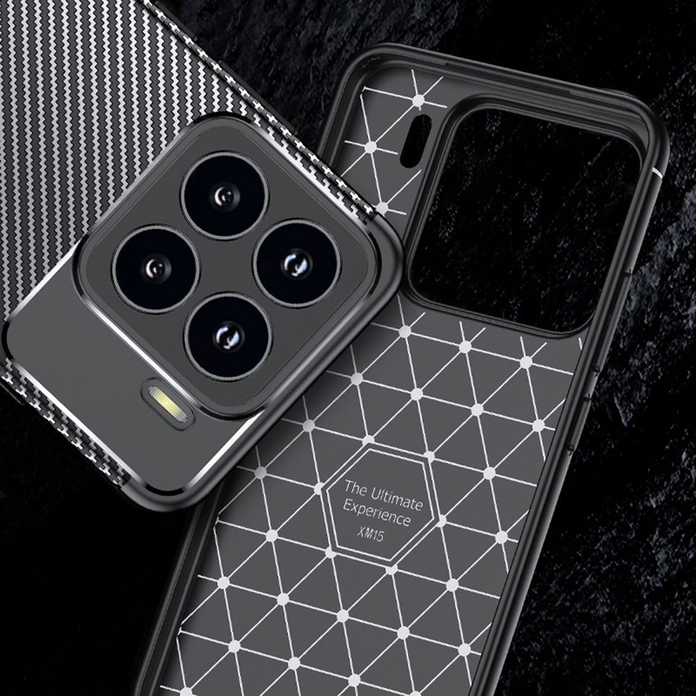 Coque pour Xiaomi 15 Pro, Techsuit, Fibre de carbone, Noire