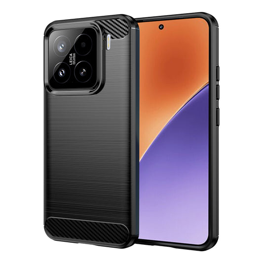 Coque pour Xiaomi 15, Techsuit, Carbone, Noire