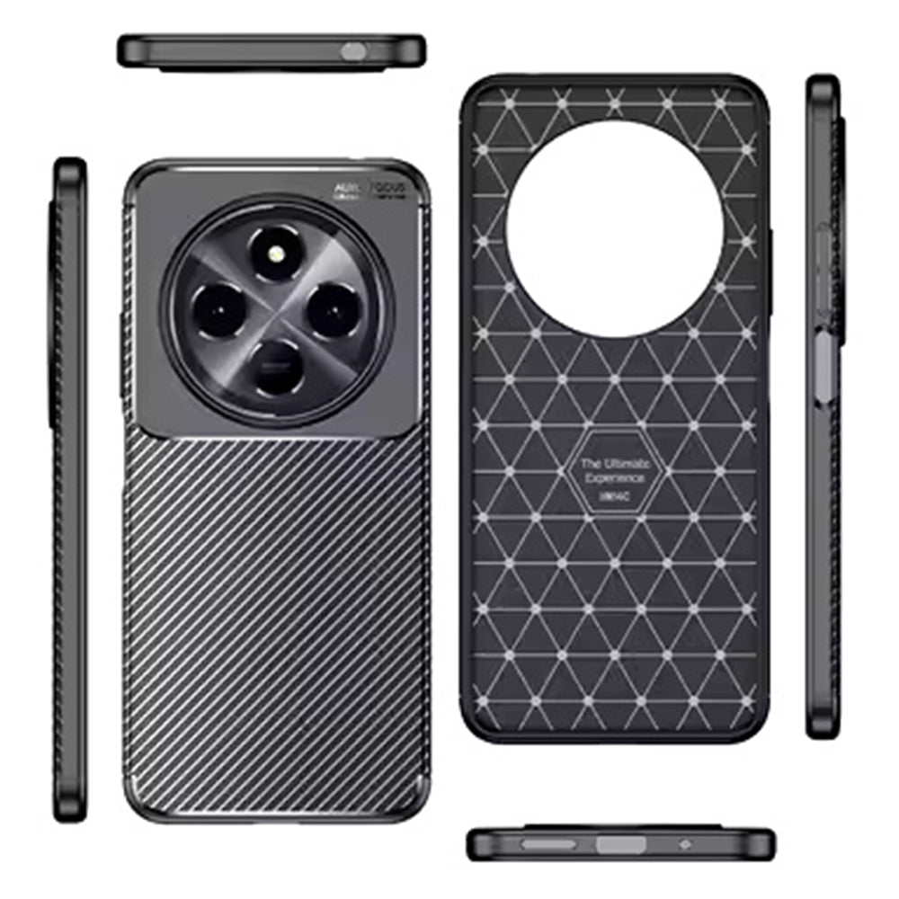 Coque pour Xiaomi Poco C75 / Redmi 14C, Techsuit, Fibre de carbone, Noire