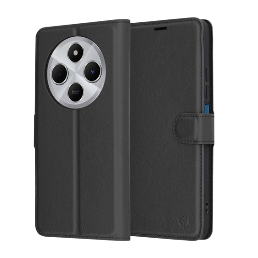 Coque pour Xiaomi Poco C75 / Redmi 14C, Techsuit, Folio en cuir, Noire