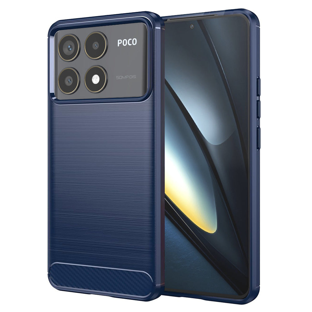 Coque pour Xiaomi Poco F6 Pro, Techsuit, Carbone, Bleue