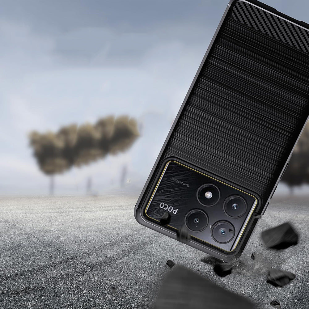 Coque pour Xiaomi Poco F6 Pro, Techsuit, Carbone, Noire