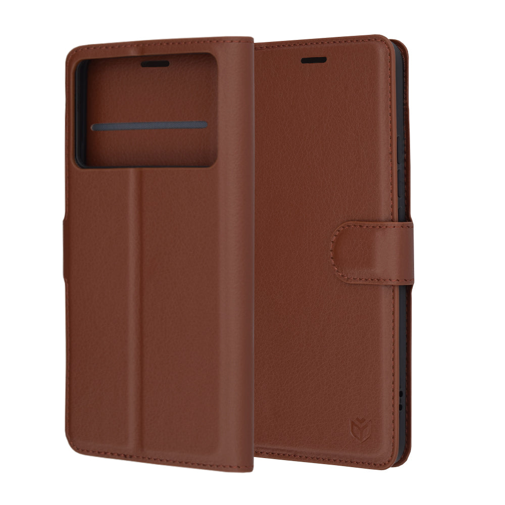 Coque pour Xiaomi Poco F6 Pro, Techsuit, Leather Folio, Marron