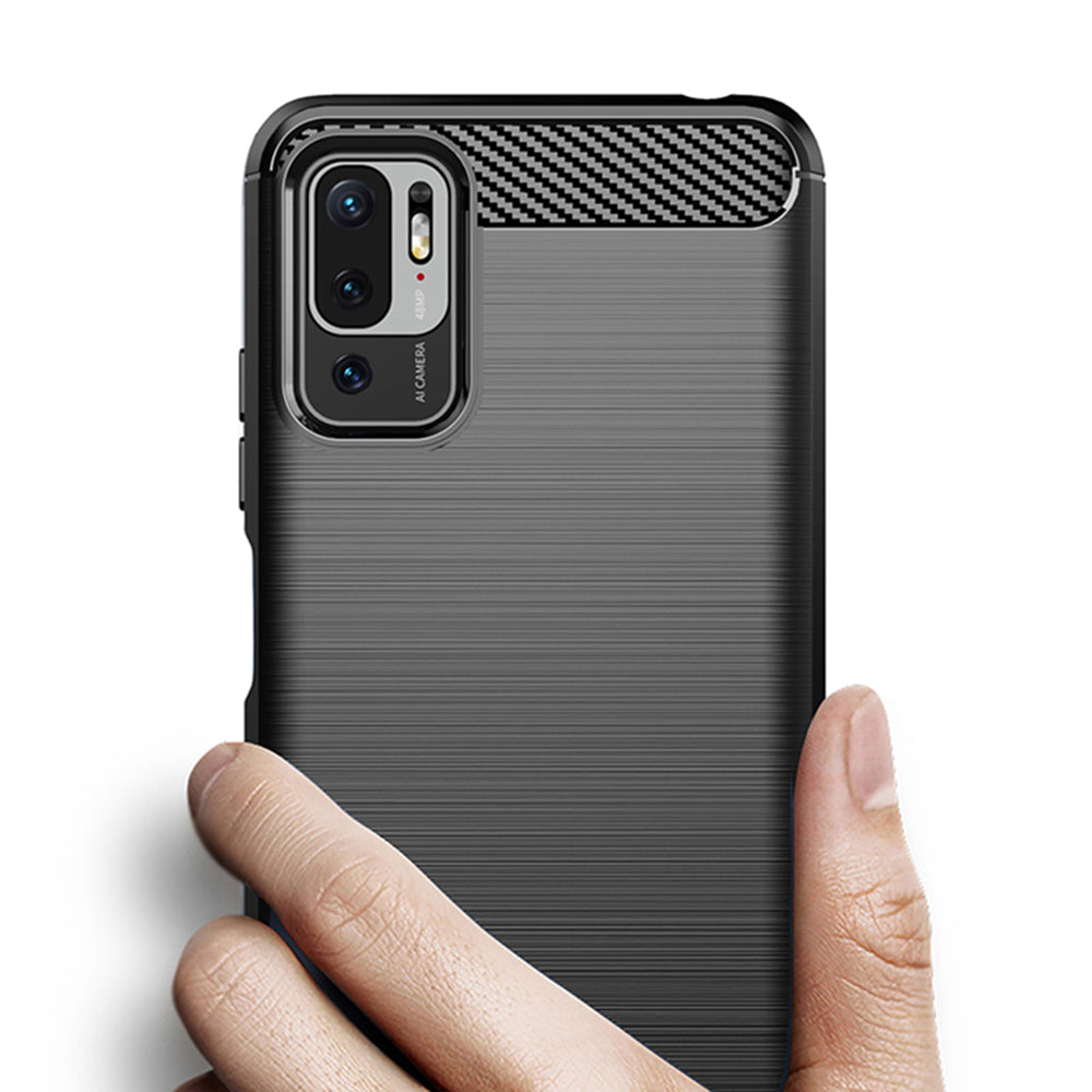 Coque pour Xiaomi Poco M3 Pro 5G / Redmi Note 10 5G, Techsuit, Carbone, Noire