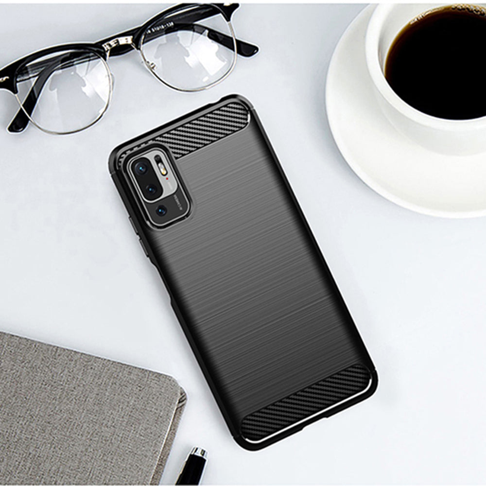 Coque pour Xiaomi Poco M3 Pro 5G / Redmi Note 10 5G, Techsuit, Carbone, Noire