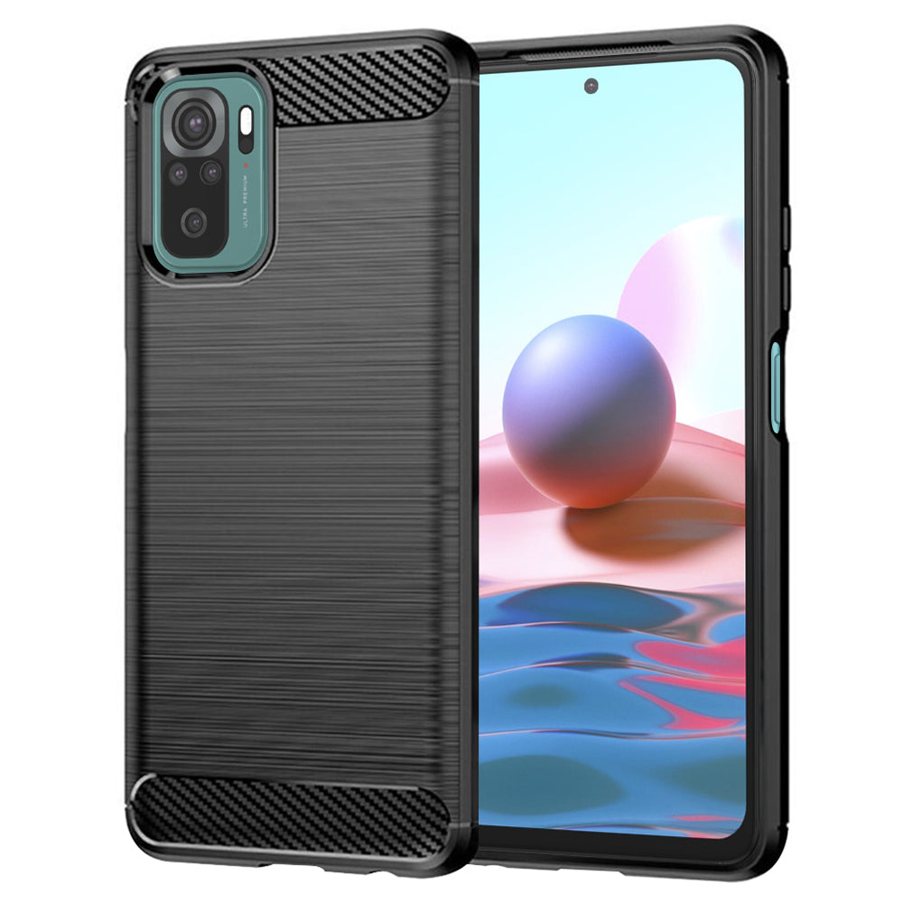 Coque pour Xiaomi Poco M5s / Redmi Note 10S / Note 10, Techsuit, Carbone, Noire
