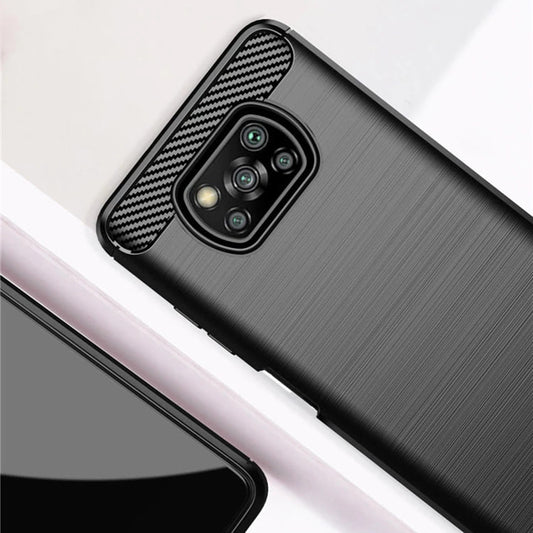 Coque pour Xiaomi Poco X3 Pro / X3 NFC / X3, Techsuit, Carbone, Noire