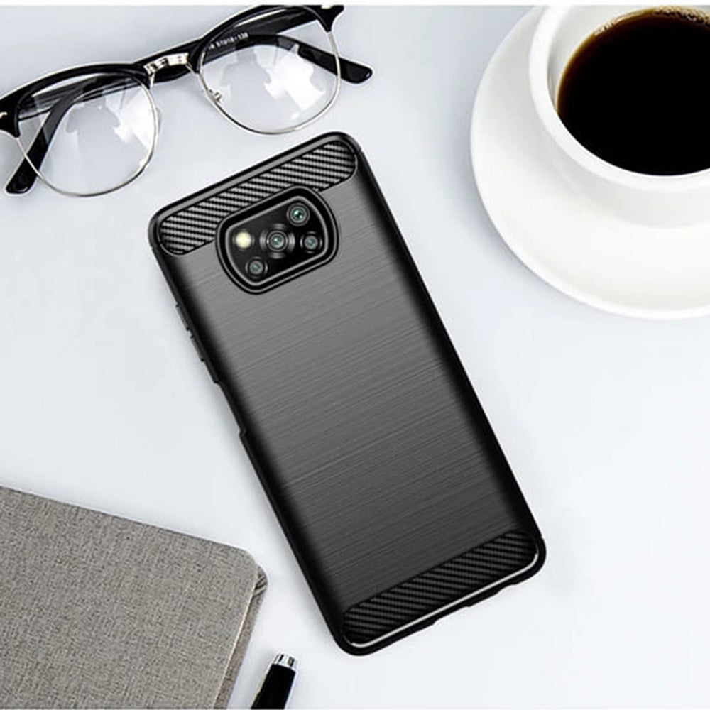 Coque pour Xiaomi Poco X3 Pro / X3 NFC / X3, Techsuit, Carbone, Noire