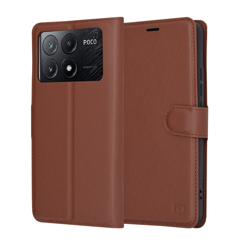 Case for Xiaomi Poco X6 Pro, Techsuit, Leather Folio, Brown