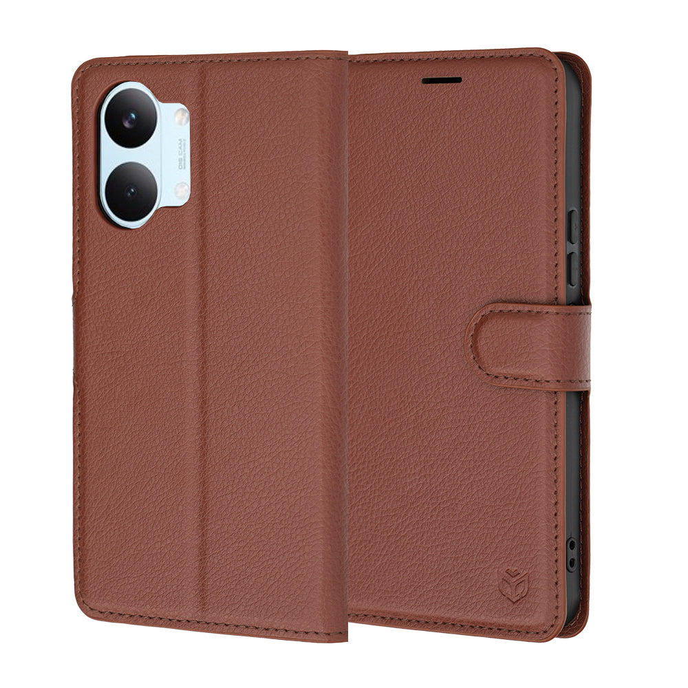 Coque pour Xiaomi Poco X8 Pro Max, Techsuit, Folio en cuir, Marron