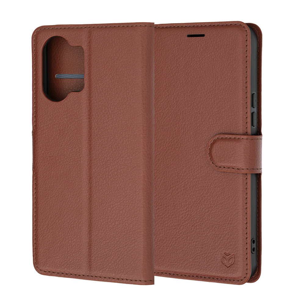 Coque pour Xiaomi Poco X8 Pro Max, Techsuit, Folio en cuir, Marron