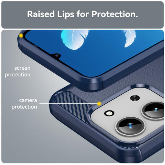 Coque pour Xiaomi Redmi 15C 5G / 15C 4G, Techsuit, Carbone, Bleue