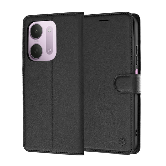 Coque pour Xiaomi Redmi 17C 5G, Techsuit, Leather Folio, Noire