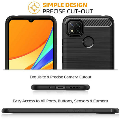Coque pour Xiaomi Redmi 9C NFC / 9C, Techsuit, Carbone, Noire