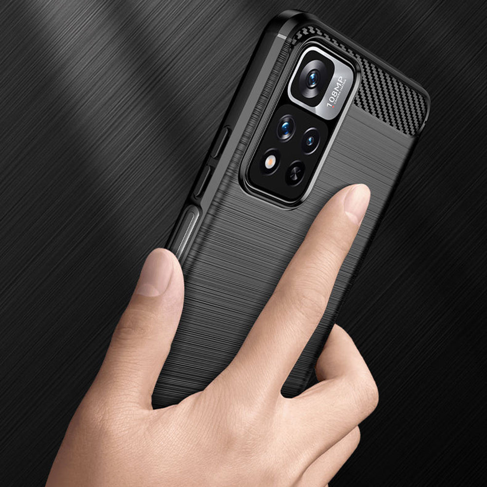 Coque pour Xiaomi Redmi Note 11 Pro+ 5G, Techsuit, Carbone, Noire